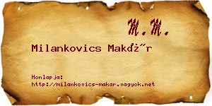Milankovics Makár névjegykártya